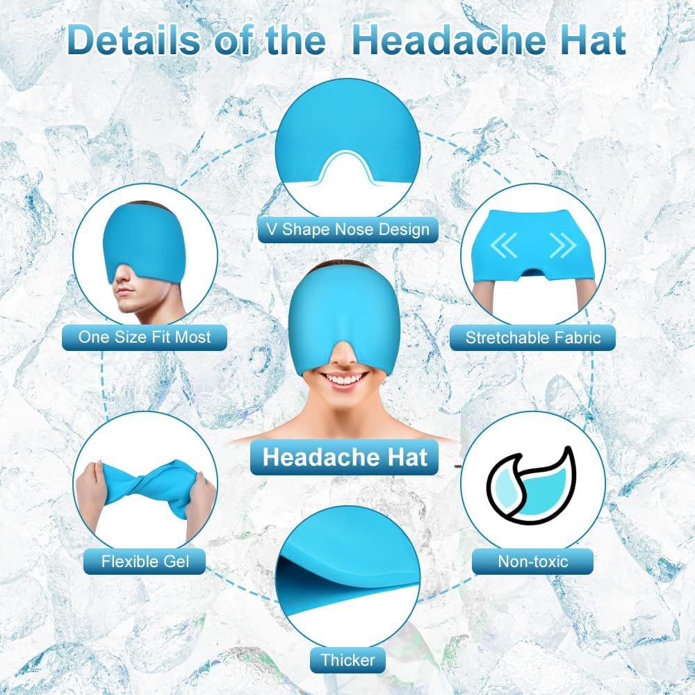 Gorro terapéutico para dolor de cabeza y migrañas de frío/calor