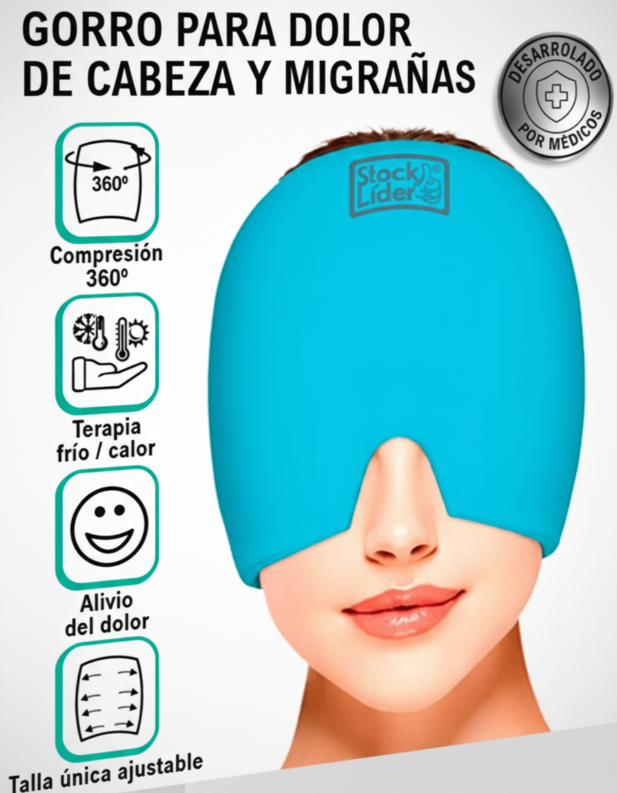 Gorro terapéutico para dolor de cabeza y migrañas de frío/calor